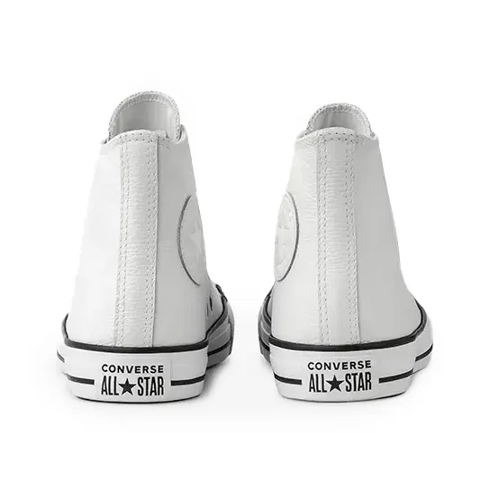 Vista traseira do tênis Converse All Star branco unissex cano alto